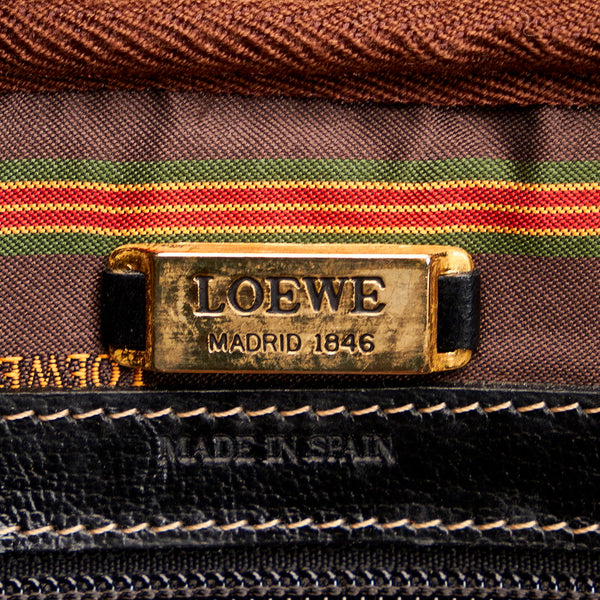 ロエベ ベラスケス ツイスト ボストンバッグ ブラウン ブラック レザー メンズ LOEWE 【中古】