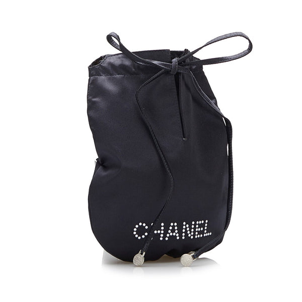 シャネル パール ポーチ ネイビー サテン レディース CHANEL 【中古】