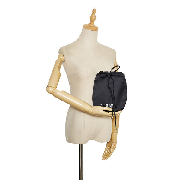 シャネル パール ポーチ ネイビー サテン レディース CHANEL 【中古】