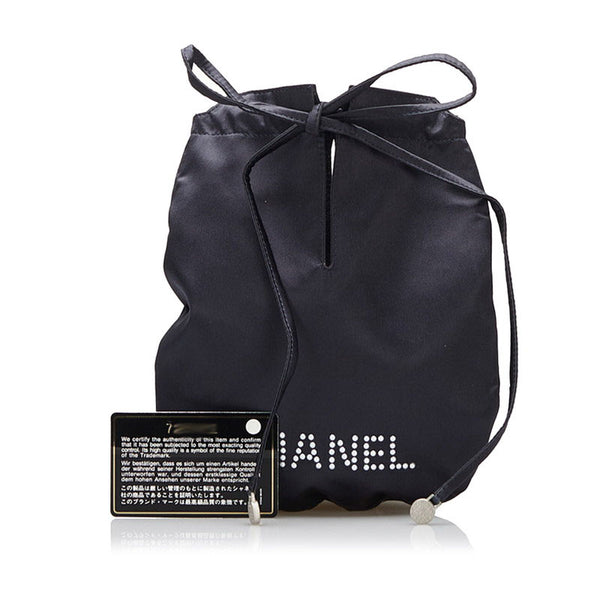 シャネル パール ポーチ ネイビー サテン レディース CHANEL 【中古】