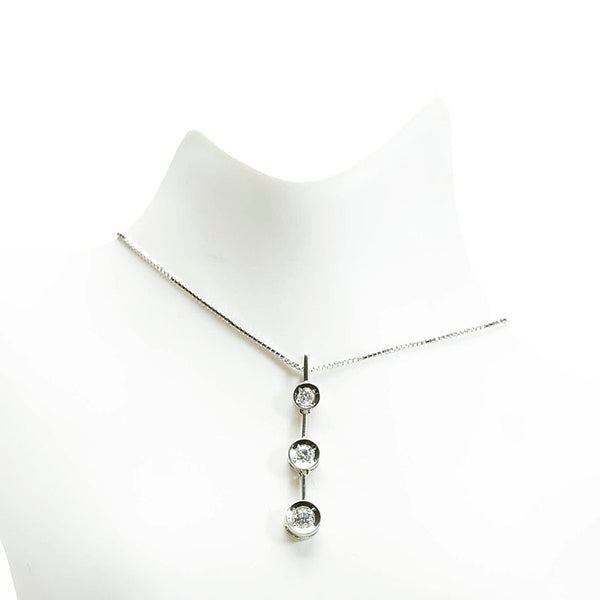 Pt900 プラチナ Pt850 プラチナ ダイヤ0.30ct ネックレス レディース 【中古】