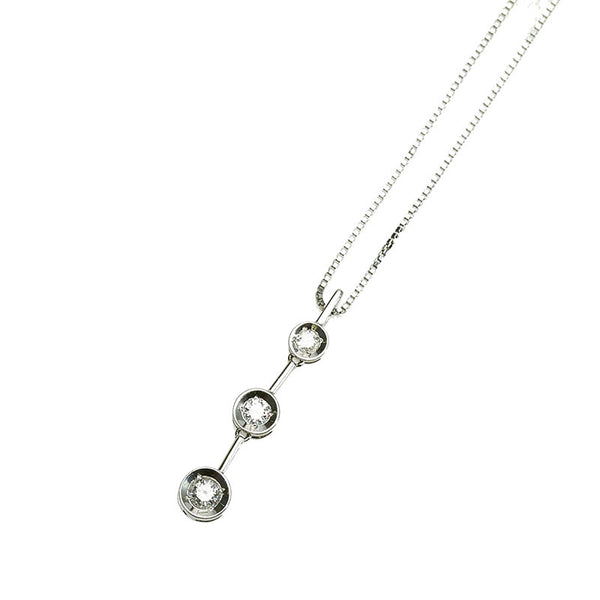 Pt900 プラチナ Pt850 プラチナ ダイヤ0.30ct ネックレス レディース 【中古】
