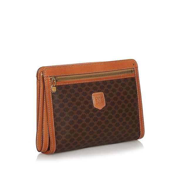 セリーヌ マカダム セカンドバッグ ブラウン PVC レザー メンズ CELINE 【中古】