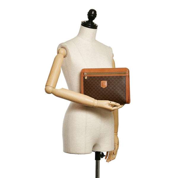 セリーヌ マカダム セカンドバッグ ブラウン PVC レザー メンズ CELINE 【中古】