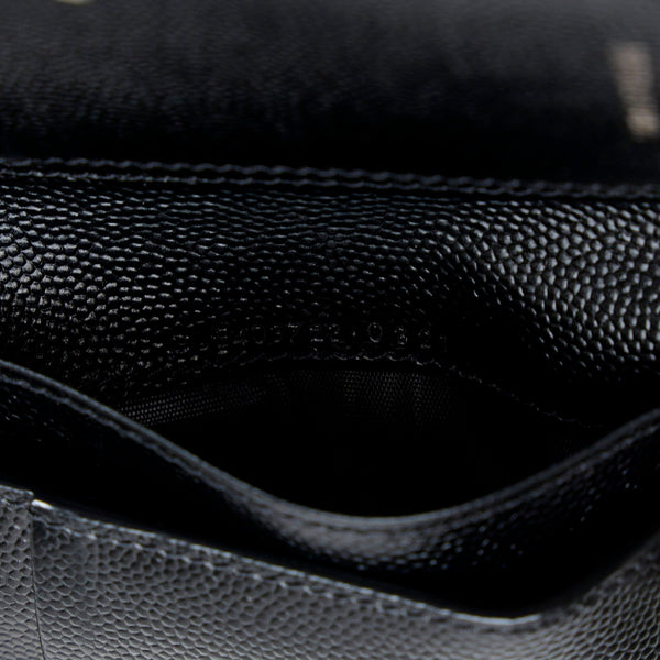 サンローラン モノグラム コンパクト ジップアラウンド ウォレット 二つ折り財布 ブラック レザー レディース SAINT LAURENT 【中古】