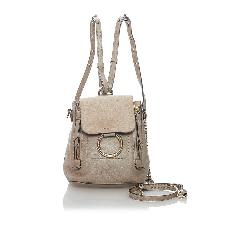 クロエ フェイ リュック バッグパック グレーベージュ レザー スエード レディース Chloe 【中古】