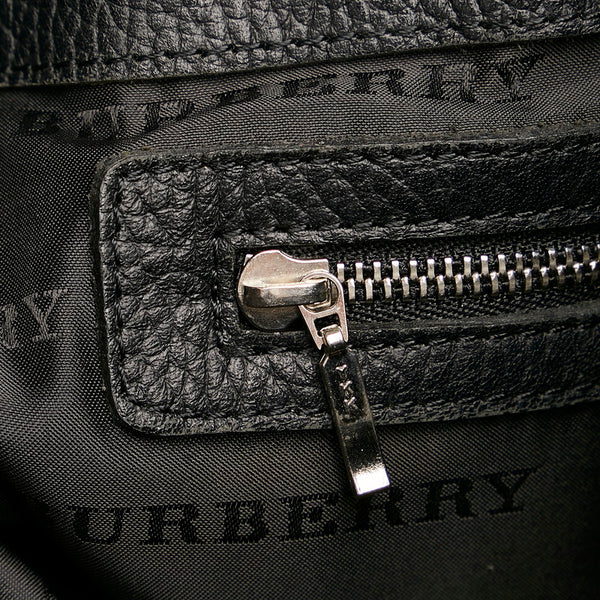 バーバリー ノバチェック ハンドバッグ ベージュ ブラック キャンバス レザー レディース BURBERRY 【中古】