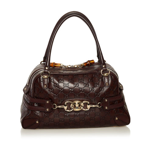 グッチ グッチシマ ホースビット バンブー ハンドバッグ ミニボストン 159398 ブラウン レザー レディース GUCCI 【中古】