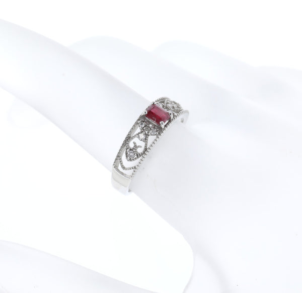 Pt950 プラチナ レッドべリル0.21ct ダイヤ0.06ct リング 指輪 レディース 11号 中古