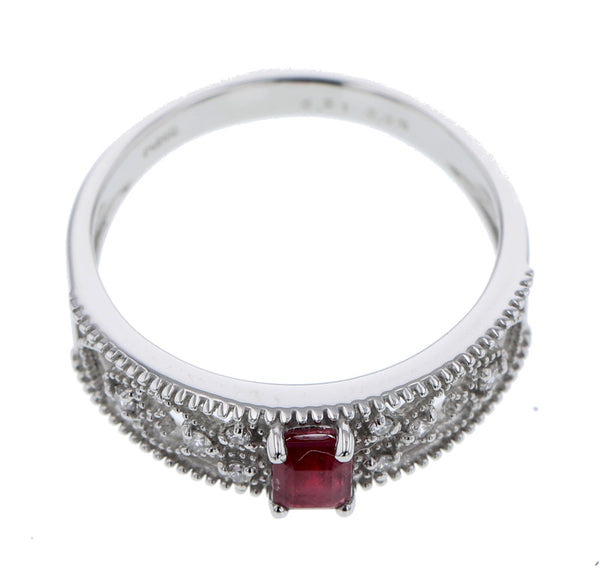 Pt950 プラチナ レッドべリル0.21ct ダイヤ0.06ct リング 指輪 レディース 11号 中古