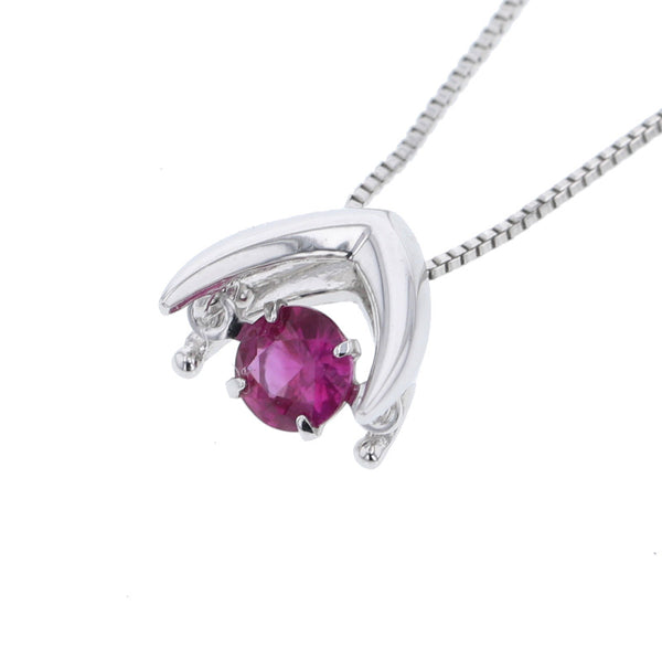 K18ホワイトゴールド ルビー0.20ct ネックレス  中古