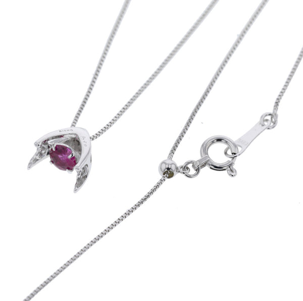 K18ホワイトゴールド ルビー0.20ct ネックレス  中古