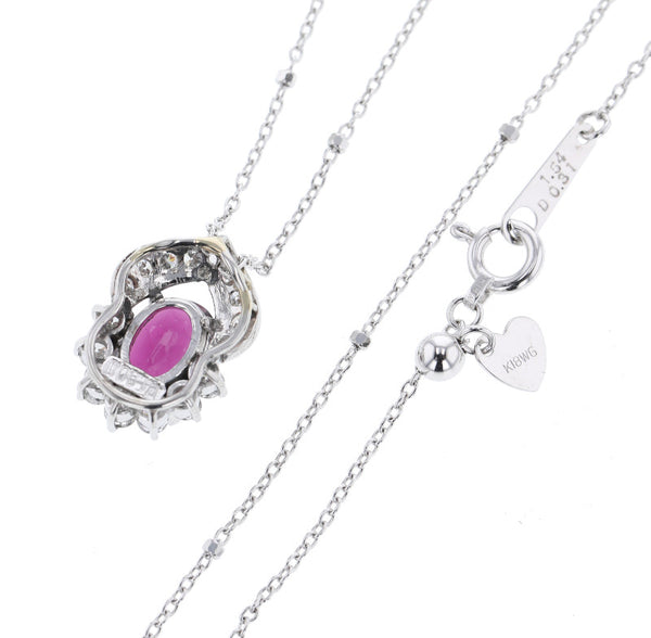 Pt900プラチナ ロードライトガーネット1.54ct ダイヤ0.31ct ネックレス  中古
