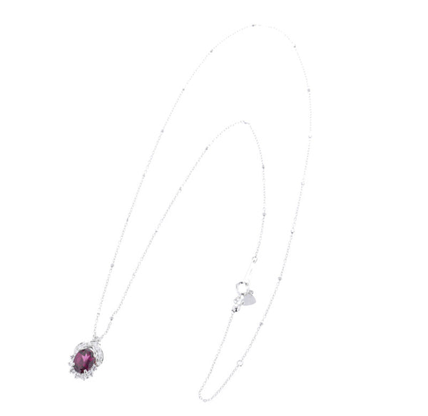Pt900プラチナ ロードライトガーネット1.54ct ダイヤ0.31ct ネックレス  中古