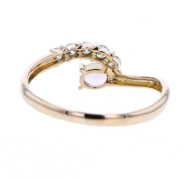 K18YG イエローゴールド ピンクトパーズ0.21ct ダイヤ0.14ct リング 指輪 レディース 11号 中古