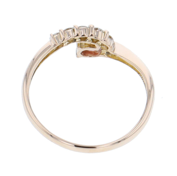 K18YG イエローゴールド ピンクトパーズ0.21ct ダイヤ0.14ct リング 指輪 レディース 11号 中古