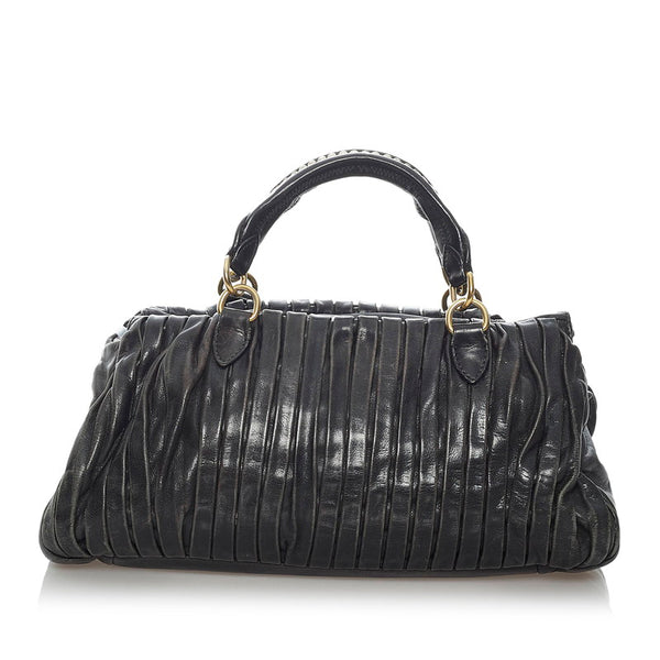 ミュウミュウ スタッズ ハンドバッグ ショルダーバッグ 2WAY ブラック レザー レディース MIUMIU 【中古】