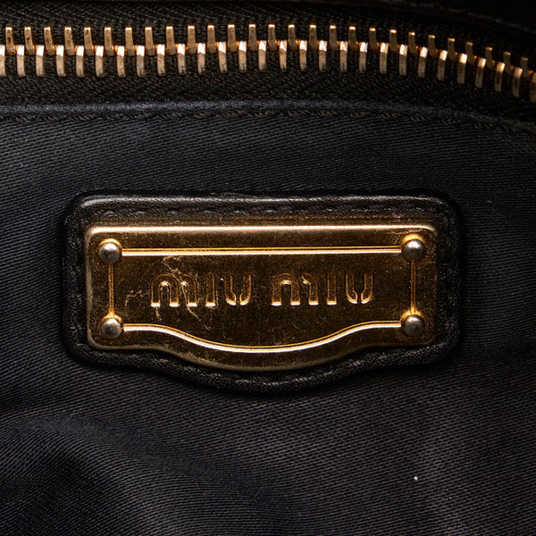 ミュウミュウ スタッズ ハンドバッグ ショルダーバッグ 2WAY ブラック レザー レディース MIUMIU 【中古】