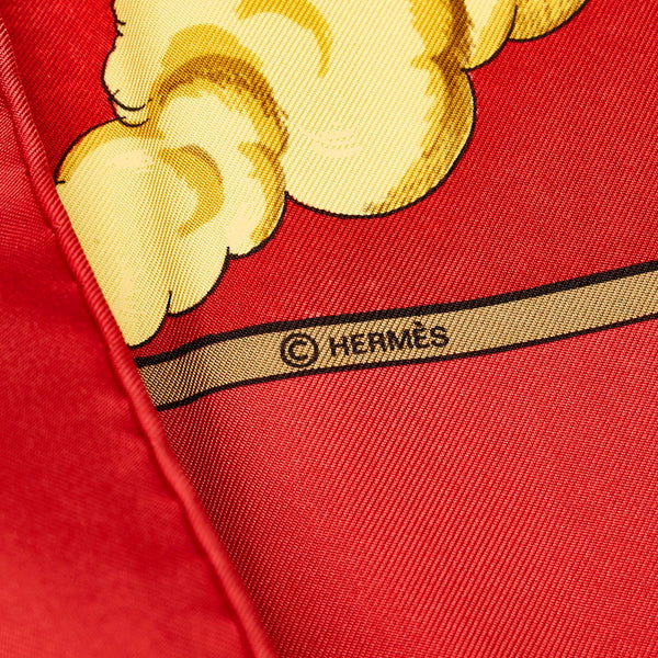 エルメス カレ90 COSMOS 宇宙観 スカーフ レッド シルク レディース HERMES 【中古】