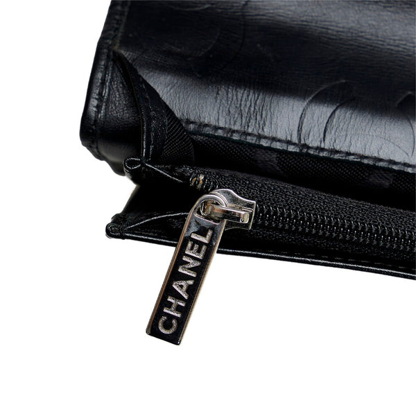 シャネル マトラッセ カンボンライン 長財布 ブラック カーフ エナメル レディース CHANEL 【中古】