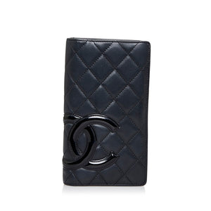 シャネル マトラッセ カンボンライン 長財布 ブラック カーフ エナメル レディース CHANEL 【中古】