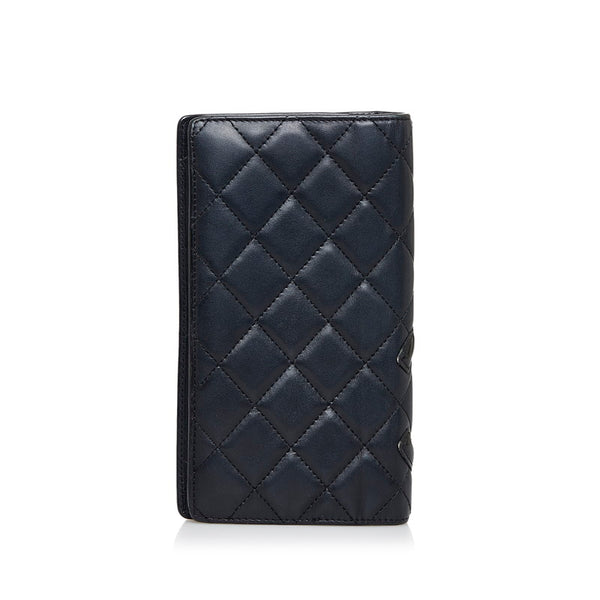 シャネル マトラッセ カンボンライン 長財布 ブラック カーフ エナメル レディース CHANEL 【中古】