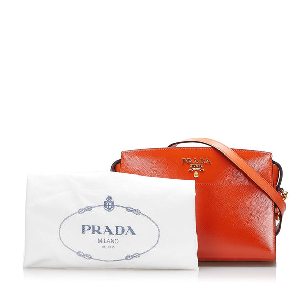 プラダ サフィアーノ ロゴ 斜め掛け ショルダーバッグ 1BH104 オレンジ パテントレザー レディース PRADA 【中古】
