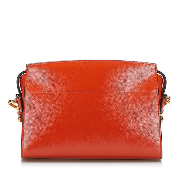 プラダ サフィアーノ ロゴ 斜め掛け ショルダーバッグ 1BH104 オレンジ パテントレザー レディース PRADA 【中古】