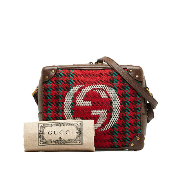 グッチ インターロッキングG 斜め掛け ショルダーバッグ 626363 ブラウン グリーン レッド キャンバス レザー レディース GUCCI 【中古】