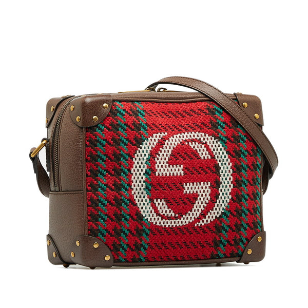 グッチ インターロッキングG 斜め掛け ショルダーバッグ 626363 ブラウン グリーン レッド キャンバス レザー レディース GUCCI 【中古】