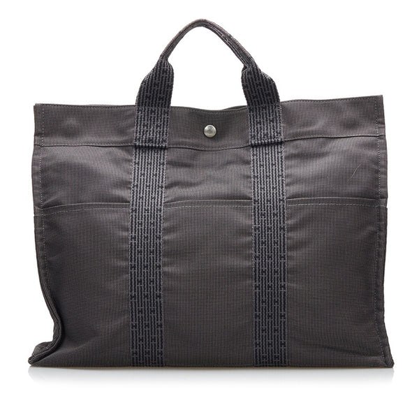 エルメス エールライン フールトゥMM トートバッグ ハンドバッグ グレー ブラック キャンバス レディース HERMES 【中古】