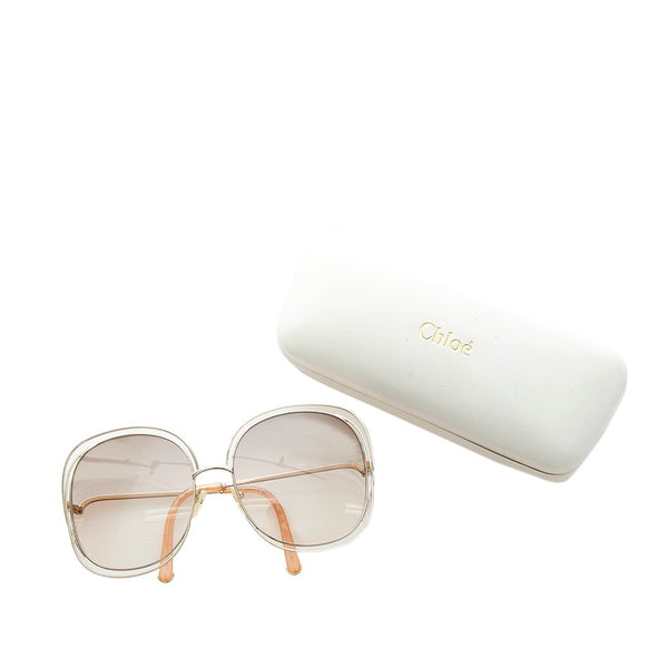 クロエ UVカット サングラス CE126S ライトブラウン グラデーション メッキ プラスチック レディース Chloe 【中古】