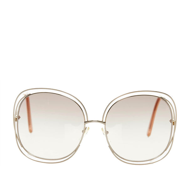 クロエ UVカット サングラス CE126S ライトブラウン グラデーション メッキ プラスチック レディース Chloe 【中古】