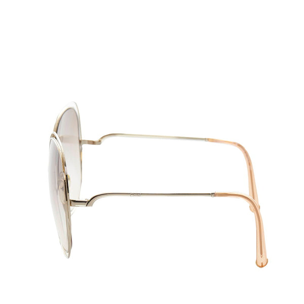 クロエ UVカット サングラス CE126S ライトブラウン グラデーション メッキ プラスチック レディース Chloe 【中古】