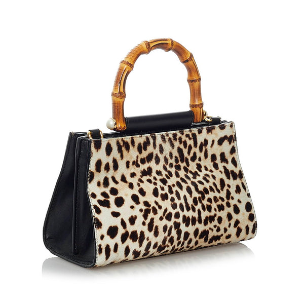 グッチ バンブー ニムフェア 470271  ベージュ ブラウン ハラコ レザー ハンドバッグ ショルダーバッグ 2WAY レディース GUCCI 【中古】