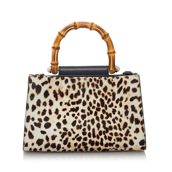 グッチ バンブー ニムフェア 470271  ベージュ ブラウン ハラコ レザー ハンドバッグ ショルダーバッグ 2WAY レディース GUCCI 【中古】