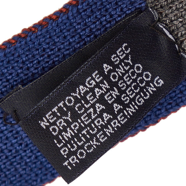 エルメス ブラウン ブルー グレー シルク ネクタイ メンズ HERMES 【中古】