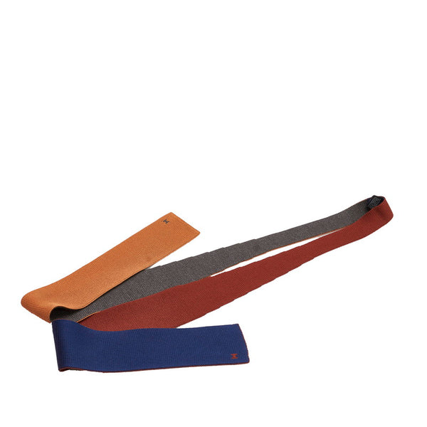 エルメス ブラウン ブルー グレー シルク ネクタイ メンズ HERMES 【中古】