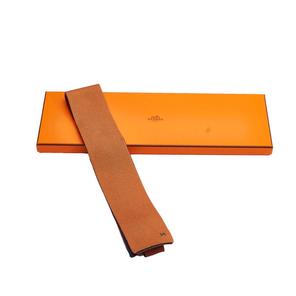 エルメス ブラウン ブルー グレー シルク ネクタイ メンズ HERMES 【中古】