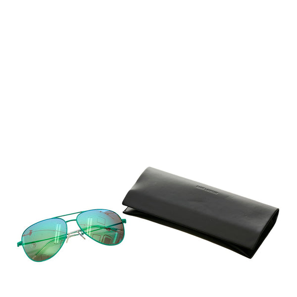 サンローラン サーフコレクション CLASSIC11 ティアドロップ サングラス グリーンミラー メタル プラスチック メンズ SAINT LAURENT 【中古】