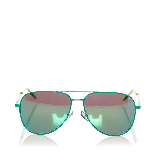 サンローラン サーフコレクション CLASSIC11 ティアドロップ サングラス グリーンミラー メタル プラスチック メンズ SAINT LAURENT 【中古】