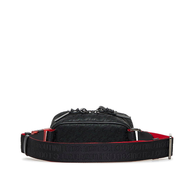 クリスチャンルブタン モノグラムエンボス ブラスター 斜め掛け ボディバッグ ウエストバッグ 1215213 ブラック レッド ラバー レザー レディース Christian Louboutin 【中古】