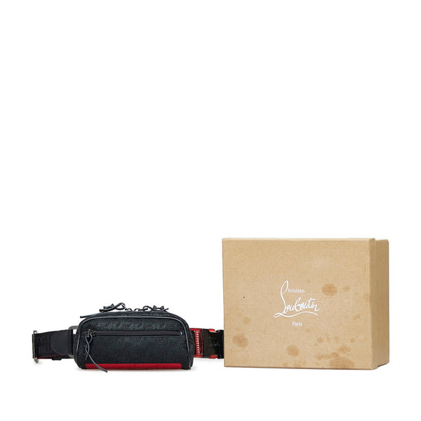 クリスチャンルブタン モノグラムエンボス ブラスター 斜め掛け ボディバッグ ウエストバッグ 1215213 ブラック レッド ラバー レザー レディース Christian Louboutin 【中古】