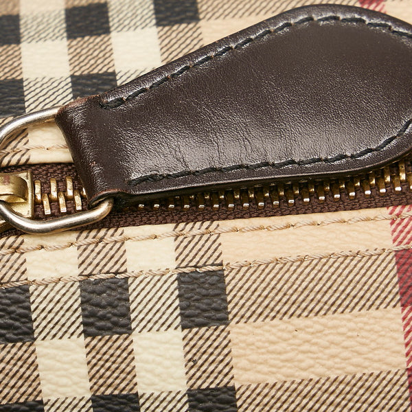 バーバリー ノバチェック シャドーホース ハンドバッグ ミニボストン ベージュ PVC レザー レディース BURBERRY 【中古】