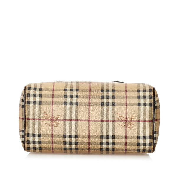 バーバリー ノバチェック シャドーホース ハンドバッグ ミニボストン ベージュ PVC レザー レディース BURBERRY 【中古】