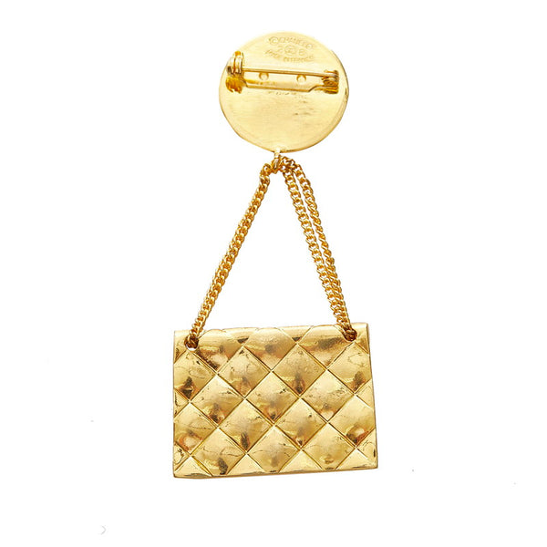 シャネル ゴールド メッキ マトラッセバッグモチーフ ココマーク ブローチ レディース CHANEL 【中古】