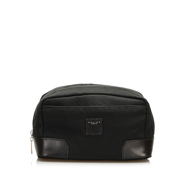 セリーヌ ポーチ ブラック ナイロン レザー レディース CELINE 【中古】