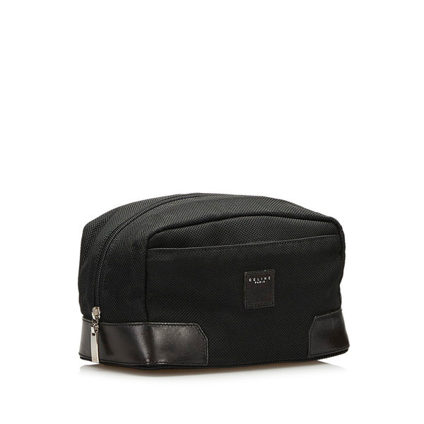セリーヌ ポーチ ブラック ナイロン レザー レディース CELINE 【中古】