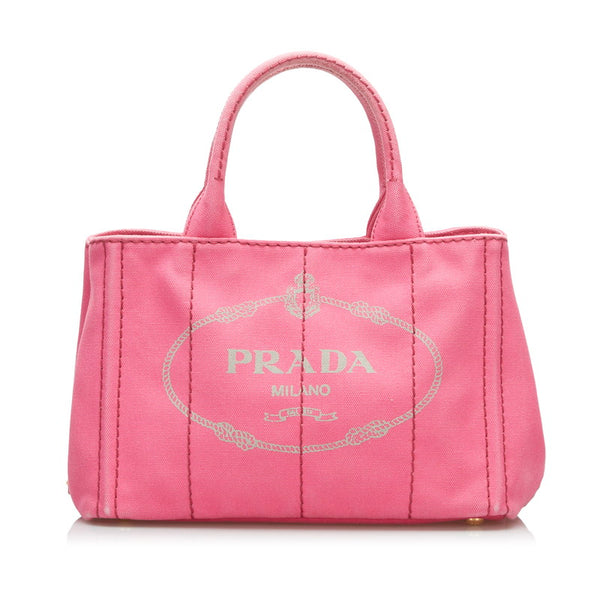 プラダ カナパ ミニ ハンドバッグ ショルダーバッグ 2WAY B2439G ピンク PEONIA キャンバス レディース PRADA 【中古】