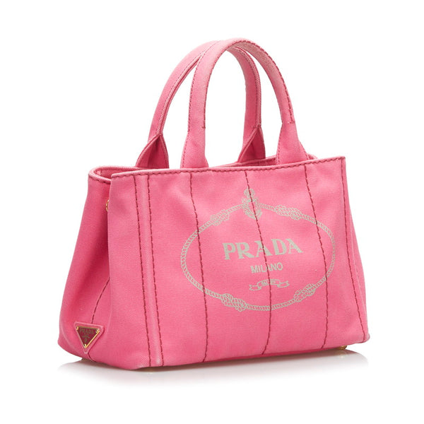 プラダ カナパ ミニ ハンドバッグ ショルダーバッグ 2WAY B2439G ピンク PEONIA キャンバス レディース PRADA 【中古】